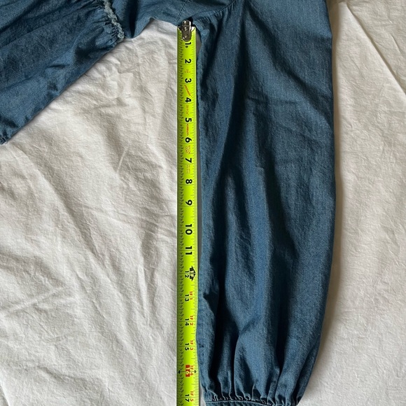 Chambray Long Sleeve Peplum Top Universal Thread M - Picture 7 of 8